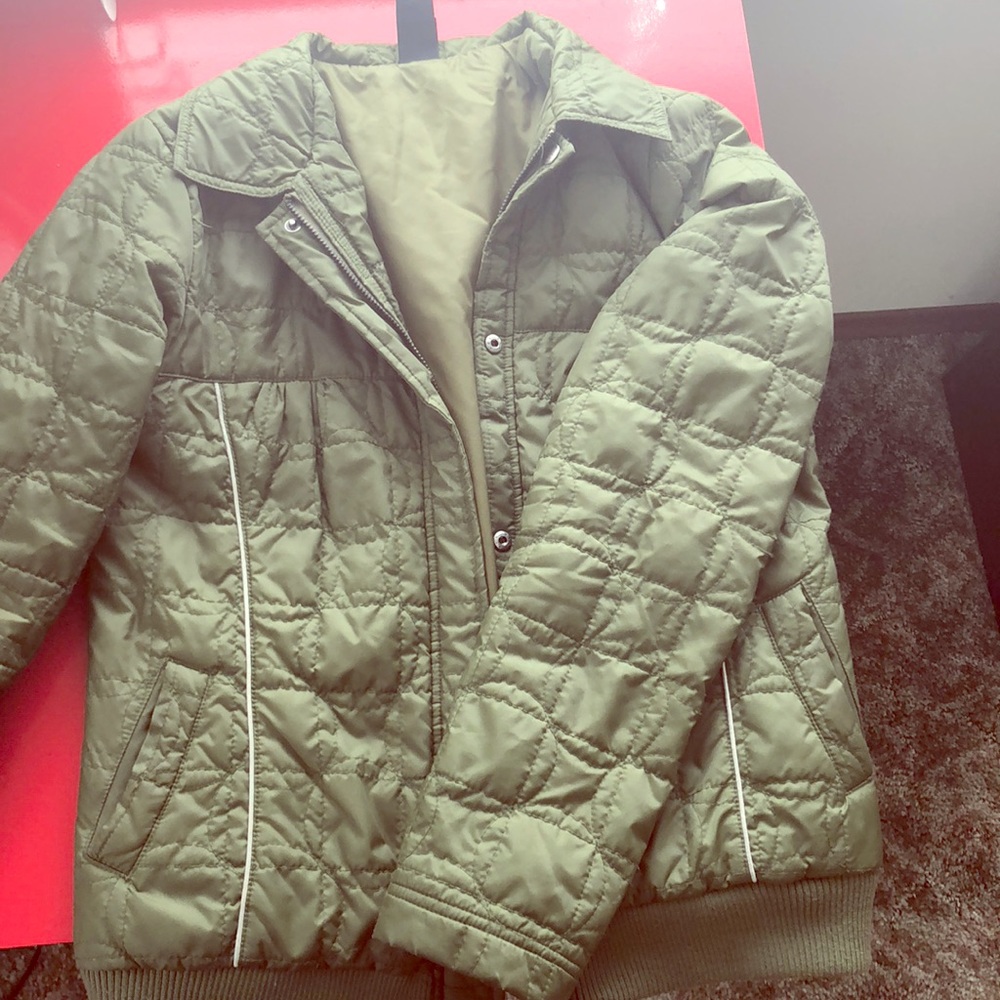 Green bomber Jacket, removable hood